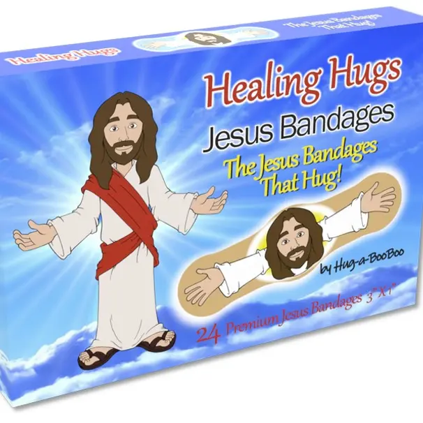 Healing Hugs Jesus Bandages - Premium Adhesive Hugging Jesus Bandages from Hug-a-BooBoo, The Jesus Bandages That Actually Hug! 24 Count Box