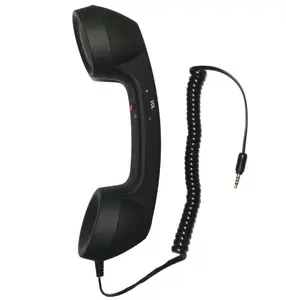 Retro 3.5mm Telephone Handset Cell Phone Receiver Mic Microphone Speaker for iPhone iPad Mobile Phones Cellphone Smartphone (Black)