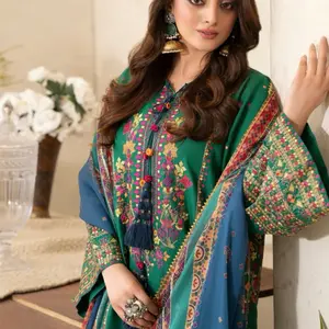 Pakistani Designer Karma Suit, Cotton Fabric with Silk Dupatta Casual Womenswear Dress Summer Long Sleeve Elegant Outfits
