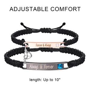 2pcs Magnetic Couple Bracelets, Adjustable Matching  Bracelets for Couples, Friendship or Valentine Gift for Him & Her