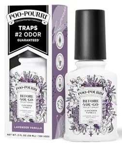 Poo-Pourri Before-You-Go Toilet Spray, Lavender Vanilla, 2 Fl Oz, Up to 100 Uses, Bathroom Odor Deodorizer with Essential Oils for Home or Work, Travel Essentials, TSA Approved Size