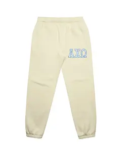Striped Letters Heavy Weight Butter Sorority Joggers Women's Relaxed Fit Mid-Weight Fleece All Seasons 80% Cotton 20% Recycled Polyester