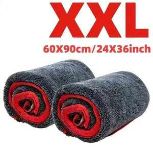 Extra Large Ultra-fine Fiber Car Towel, Quick Drying Towel, Waterless Quick Drying Towel, Car Cleaning Kit, Car Washing Towel, Car Drying Cloth with Twist Ring Design - Using Super Absorbent Thickening Technology, Suitable for Cars, Trucks, and Ships