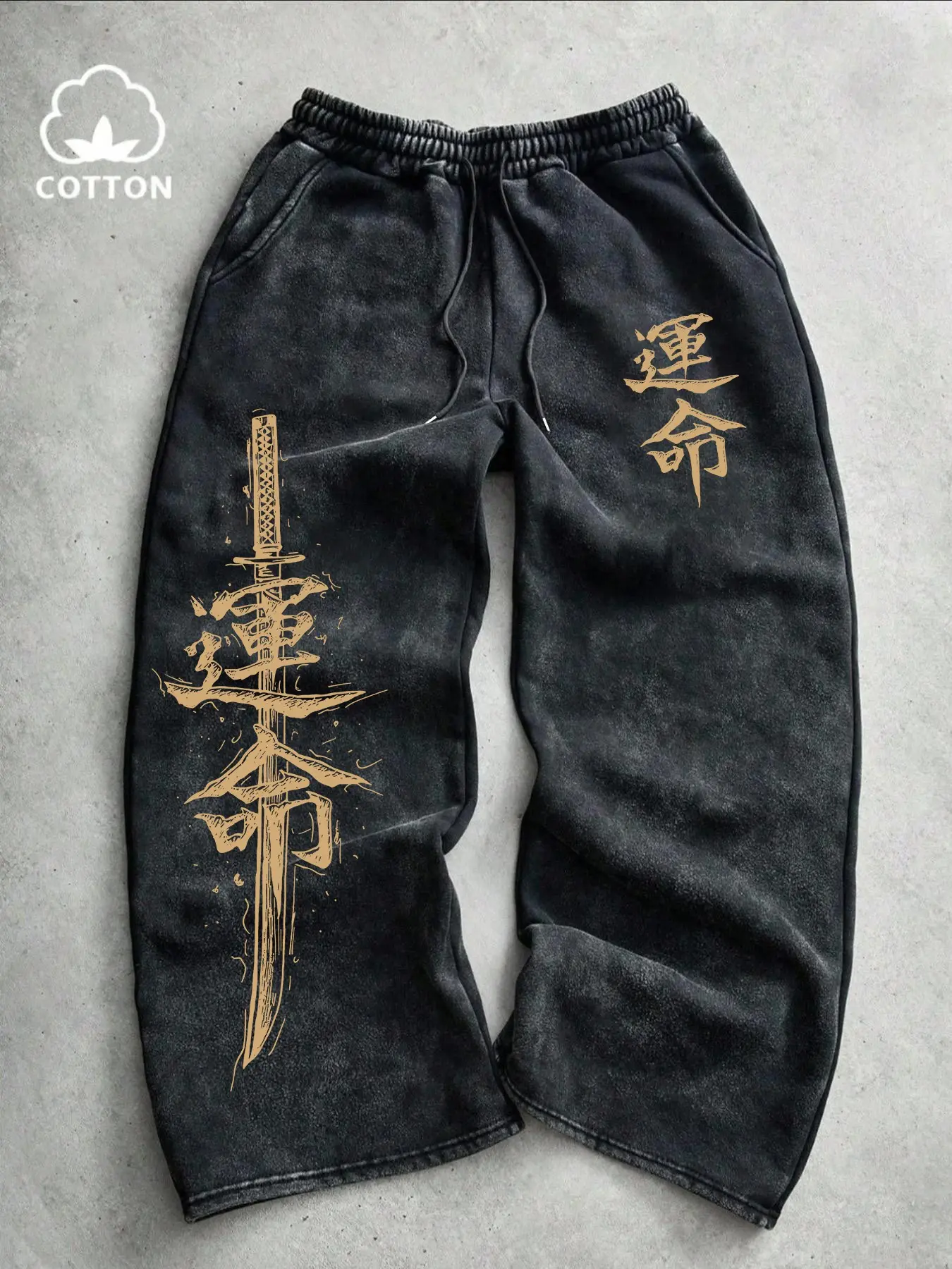 Men's Streetwear Jogger Pants, Samurai Sword Print Graphic Wide Leg Trousers, Casual Daily Wear, Urban Style, Comfortable & Stylish, Urban Influence