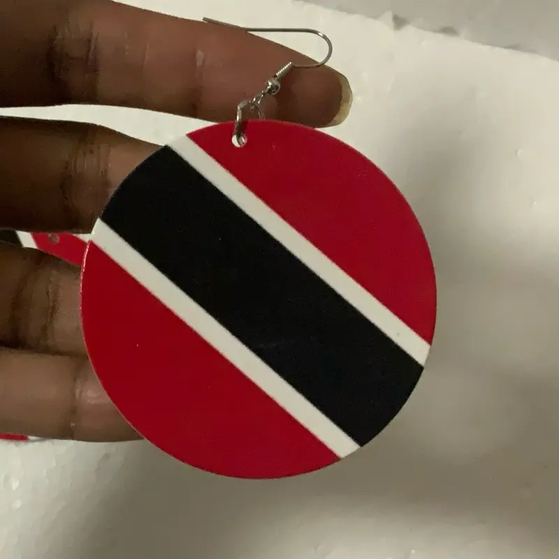 Trinidad and Tobago flag wooden earring statement jewelry jewellery