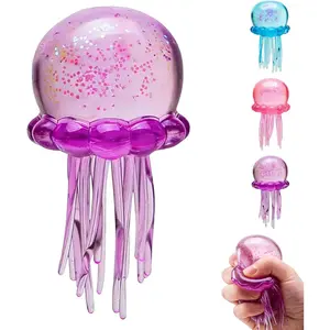 BINOK Jellyfish Squishy, Jellyfish Squeeze Stress Ball, Ice Squeeze Cube-Drop Malt Sugar Balls Sensory for Anxiety Stress Party Favors (Purple)
