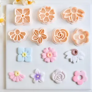7pcs/set Spring Flowers Polymer Clay Cutters for Jewelry Making Plumeria | Rose | Daisy Shape Clay Cutters for Pendant Necklace Earrings Making Petals Clay Jewelry Earring Cutters Botanical Polymer Clay Tools