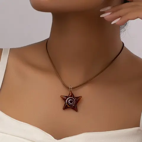 Women's Matching Star Decor Pendant Necklace, Summer Vintage Chain Necklace Jewelry for Girls Gift, Female Classic Fashion Y2k Streetwear Accessories for Daily Wear, Adjustable Star Necklace, Jewelry Accessories, Fashion Cool Accessories