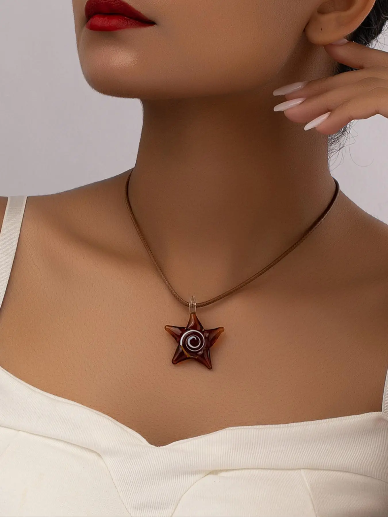 Women's Matching Star Decor Pendant Necklace, Summer Elegant Vintage Chain Necklace Jewelry for Girls Gift, Female Classic Fashion Y2k Streetwear Acce