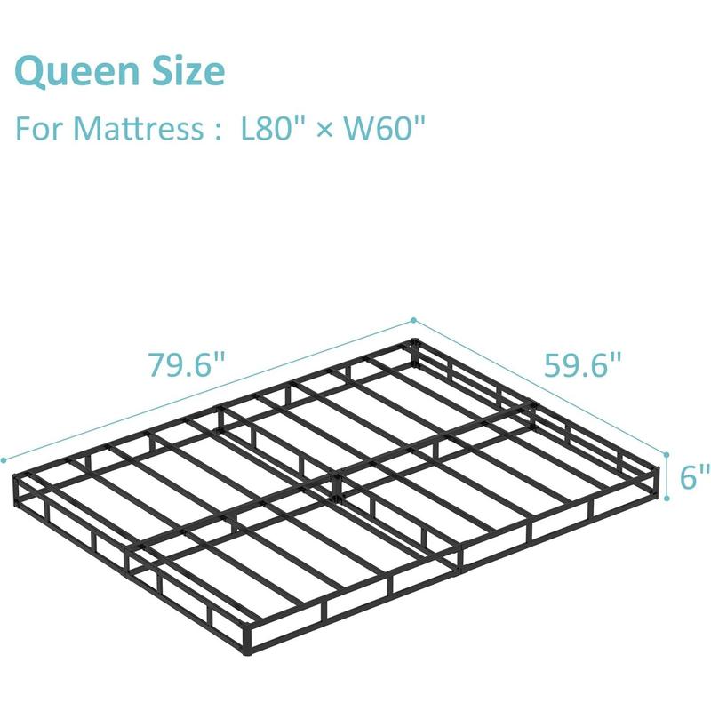 Box Spring for Queen Bed Bed Base 6 Inch, Low Queen Box Spring with Fabric Cover, 3000 Lbs Max Weight Capacity Mattress Foundation, Noise-Free, Assembly