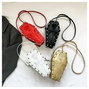 Fashion retro dark style personality trendy coffin women's crossbody bag shoulder bag