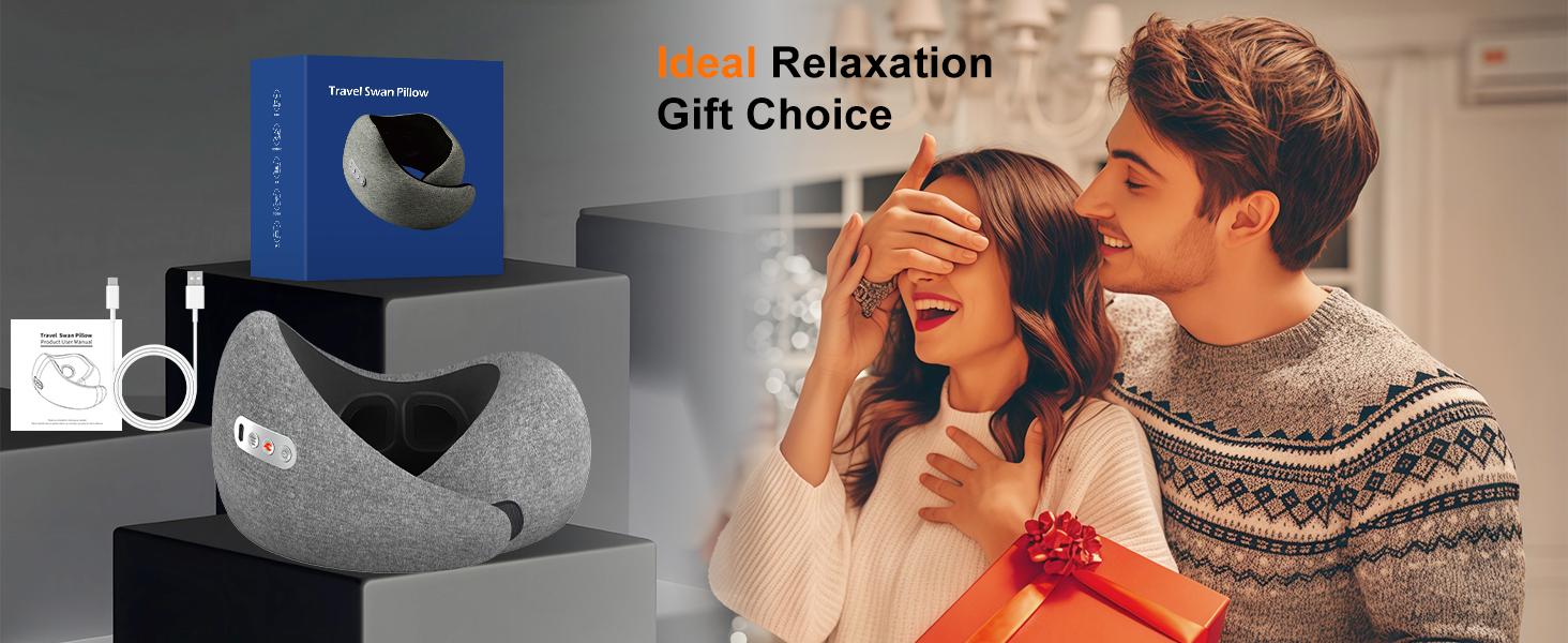 3-in-1 Heated Neck Massager, Ergonomic U-Shaped Memory Foam Travel Pillow for Muscle Recovery, Wireless Portable Cervical Support for Airplane & Office Neck Care