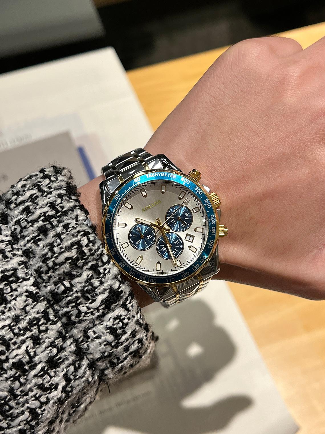 Swiss Luxury Men's Multifunctional Watch - Luminous Quartz Wristwatch with Premium Steel Band, Waterproof Business Style