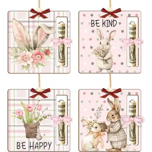 4 count Easter  Holders for , Easter Gifts for Teens, Girls, Boys, Bunny  Ears Floral Wooden  Holder, Ideal Gifts for  and Grandchildren, Easters Basket Stuffers Girls