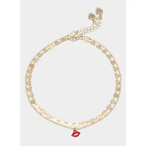 Betsey Johnson LIPS NECKLACE SET RED