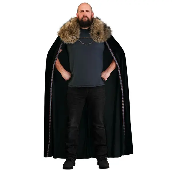 Black Faux Fur Collar Adult Viking Cape Black Faux Fur Collar Adult Viking Cape