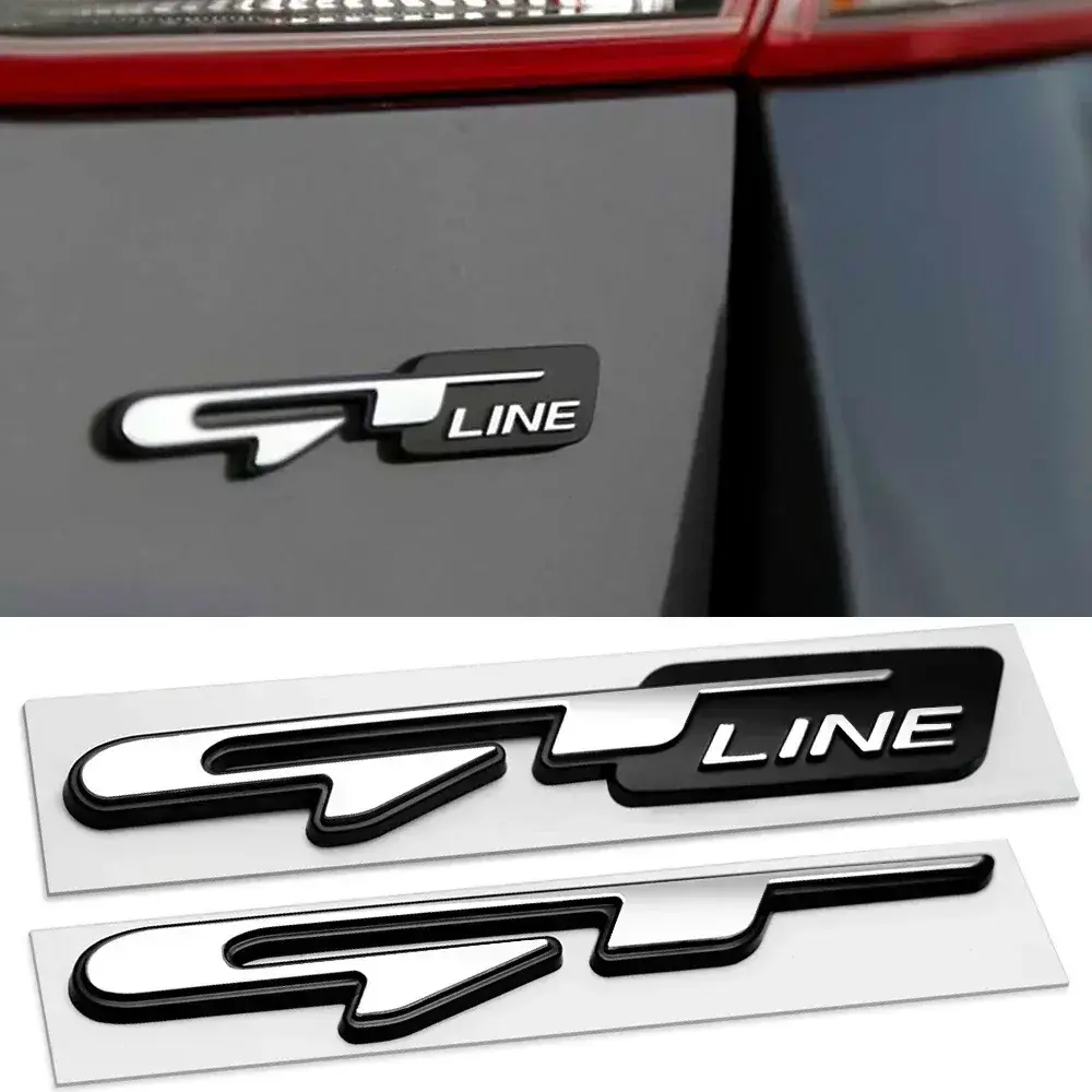 3D Car GT Line Design Fender Rear Trunk Body Emblem Badge Sticker For Peugeots For KIAs K9 Forte Ceed Cerato RIO K3 K5 Accessories