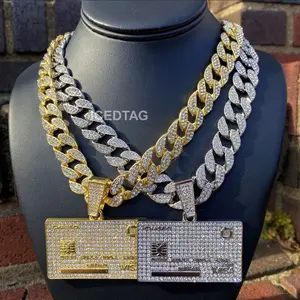 Iced Bling Out Fashion Credit Card Hip Hop Men Pendant, 18” 24” Necklace Jewelry Chain