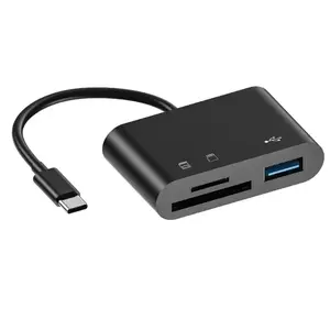 Portable 3-in-1 Type-C OTG Adapter to SD TF Memory Card Reader for Fast Data Sync Compatible with Huawei Samsung Xiaomi MacBook Android Phones Camera