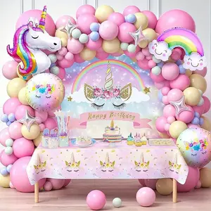 132pcs Rainbow Unicorn Balloon Arch Wreath Kit, Pink Yellow blue latex balloon Colorful Unicorn Aluminum balloon Summer party de