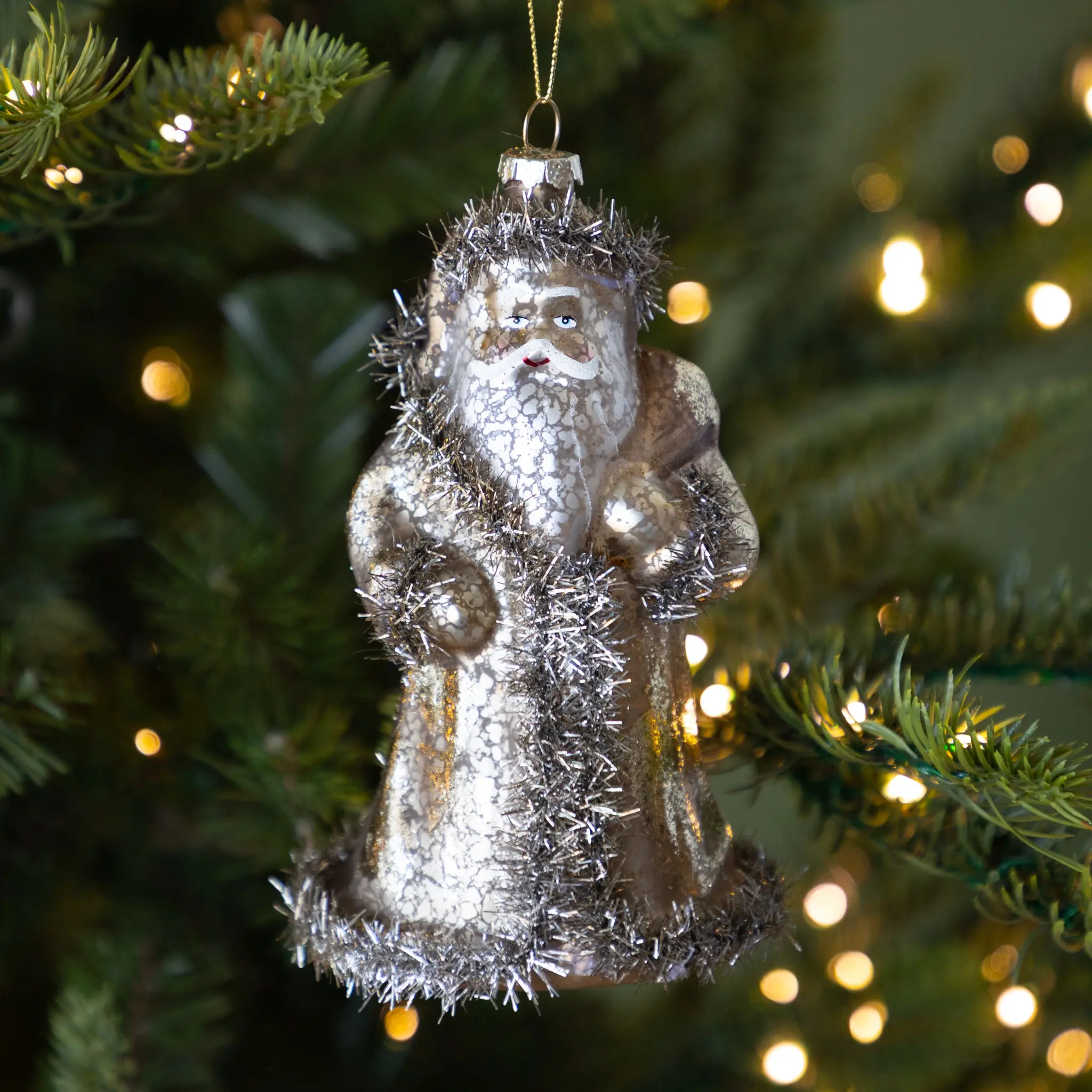 Glass Santa Ornament