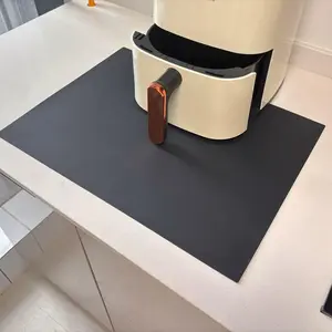 Heat Resistant Mats for Countertop, 2MM Extra Thick Mat for Kitchen Counter, Suitable for Airfryer, Microwave, Coffee Maker, Non Slip Hot Pad, ,Cuttable 19.3 * 14.57in, Black