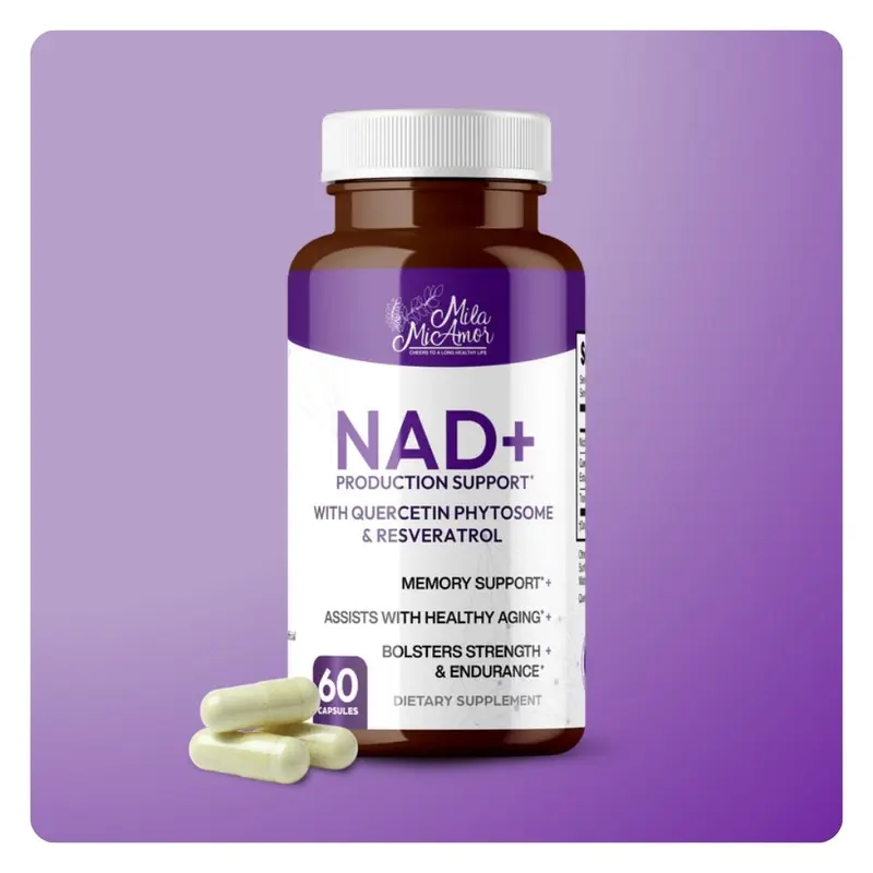 NAD+ Cellular Energy & Anti-Aging Supplement | Boost Energy, Focus & Longevity | Supports Mitochondrial Health, DNA Repair & Brain Function | 60 Capsules