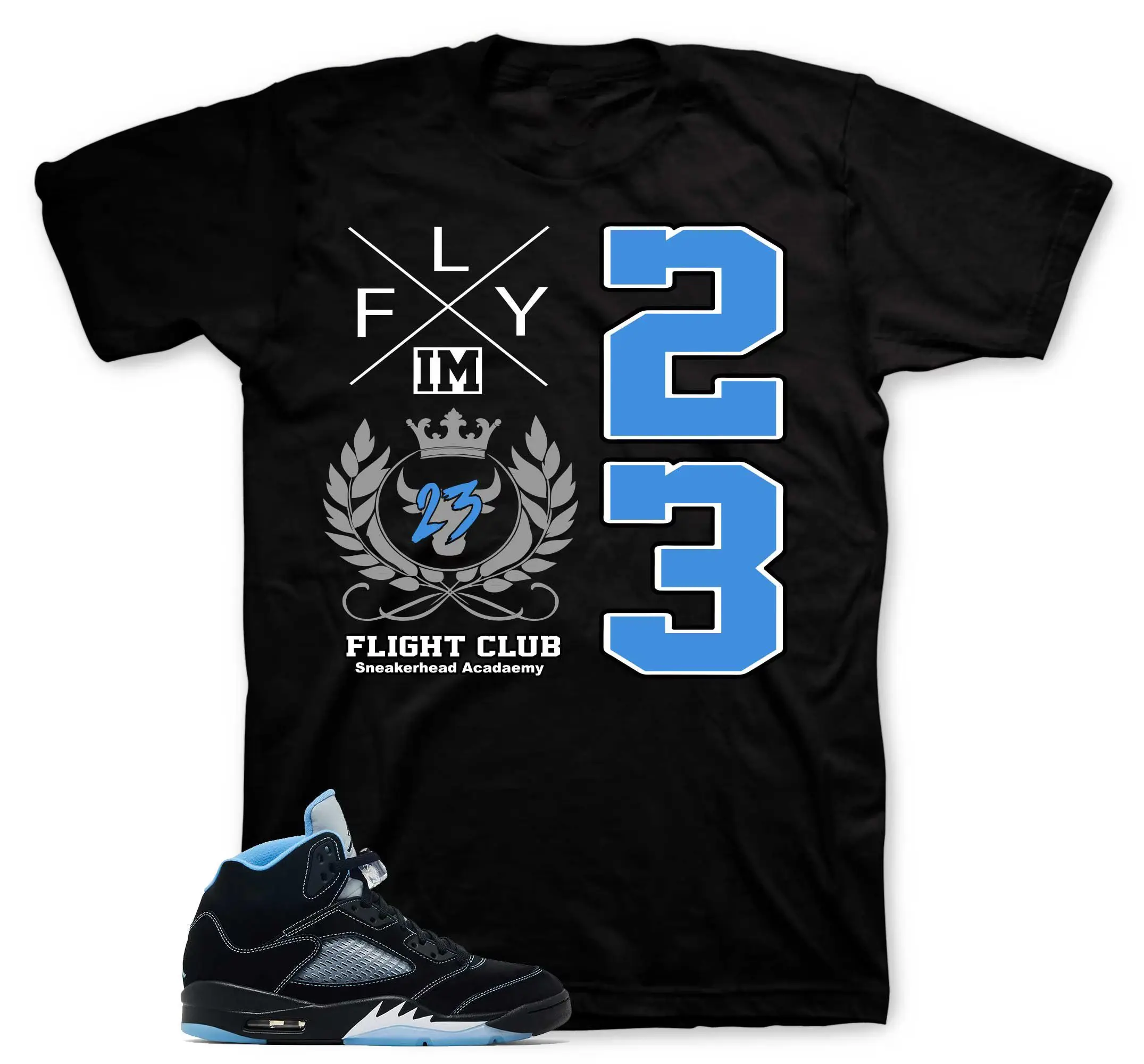AJ5 Black University Blue White Matching Shirt, Number 23 Graphic Tee, 90s HipHop Streetwear, Gift For Women and Men, Best Gift