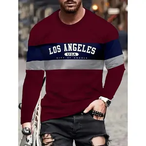 Men's casual long sleeved T-shirt with unique cartoon print - breathable polyester fiber, machine washable, round neck pullover