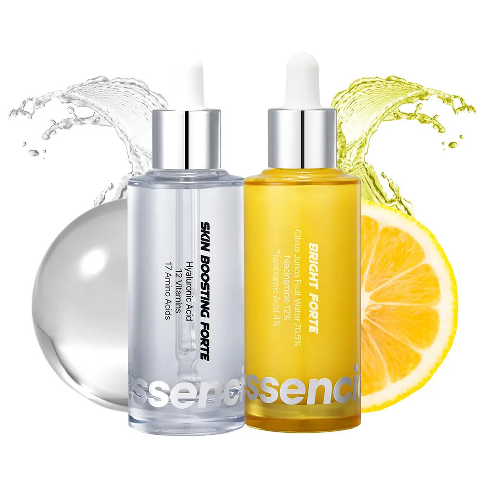 Essenciel Bright Forte Glow Serum Duo - Hyaluronic Acid Skincare Serum, Hydrating for Dry Skin, Skin-Boosting Brightening Care (2 x 50ml)