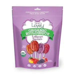 Lovely Candy Organic Lollipops, 7oz (1-Pack) | Mango, Strawberry, Grape, & Pomegranate | Vegan, Gluten-Free, Non-GMO, NO Artificial Colors or Flavors | Christmas & Holiday Stocking Stuffer for Kids