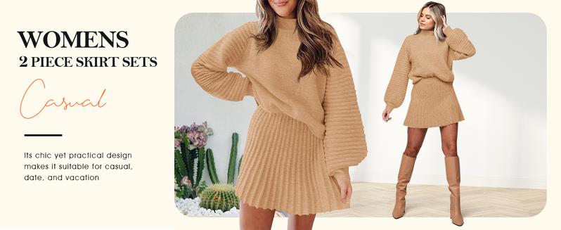 Imily Bela Women's 2 Piece Outfits 2025 Long Sleeve Mock Neck Ribbed Sweaters And Mini Skirt Two Piece Sets Imily Bela Women's 2 Piece Outfits 2025 Long Sleeve Mock Neck Ribbed Sweaters And Mini Skirt Two Piece Sets