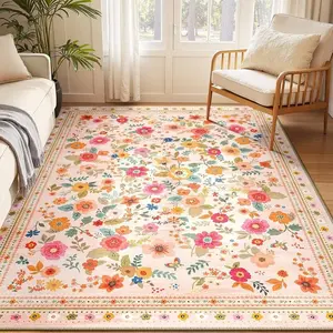 Moroccan Nordic Style Carpet, Vintage American Persian Rug, Soft Comfortable Plush Foot Pad, Ideal for Living Room Bedroom Closet Vanity Area