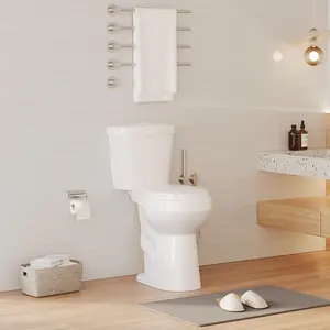 GARVEE 21 Inch Tall Toilet, Two-Piece Round Toilet with ADA Comfort Chair Height Seat, Powerful with MAP 1000g Power Dual Flush, 12" Rough In High Bowl for Seniors, White