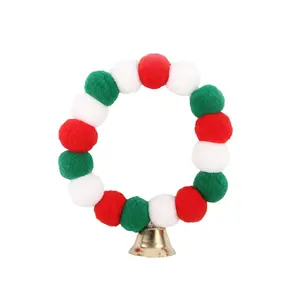 Pet colorful Christmas cat dog ball collar Elastic pet Christmas bell accessories