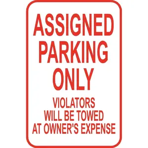 Assigned Parking Only Sign 12" x 18" Aluminum Metal Street Road Garage Lot #12