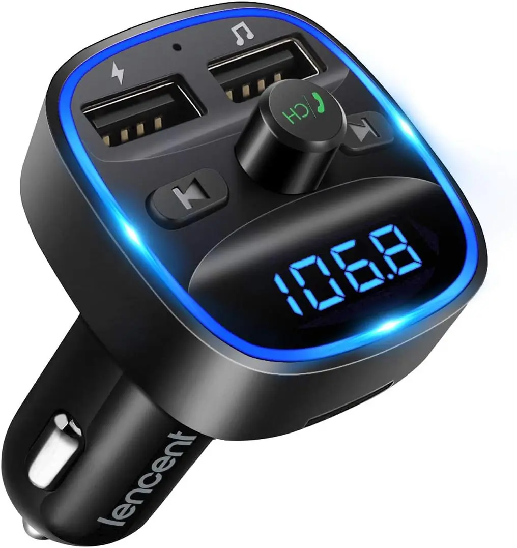 FM Transmitter, Bluetooth FM Transmitter Wireless Radio Adapter Car |   Dual USB Charging, Audio Receiver Car Charger MP3 Player, Support Hands-Free Calling, TF Card & USB Disk
