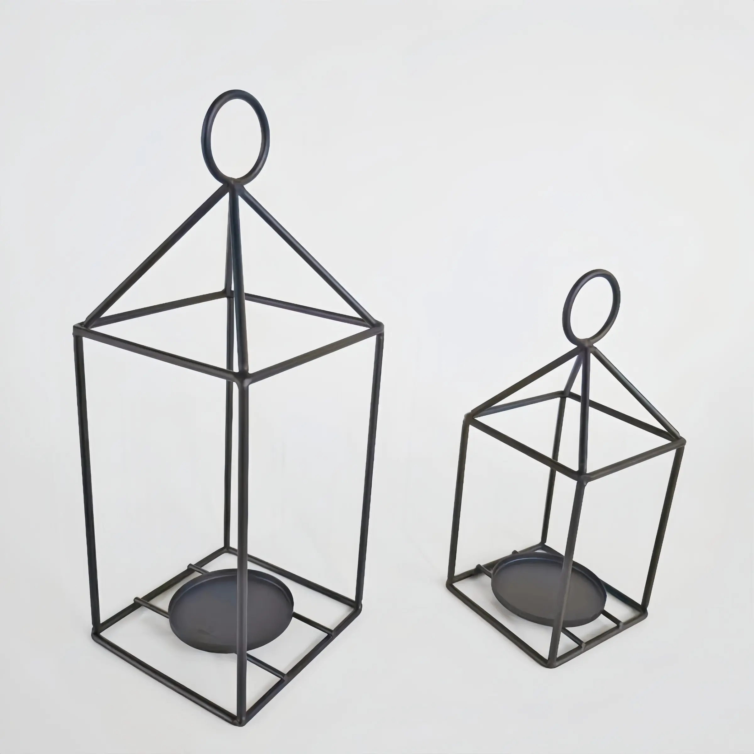 Set of 2 Geometric Frame Lantern Candle Holders, Modern Nordic Style, Wedding Table Centerpiece, Home Decor, Outdoor Use