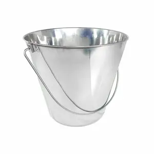 PetYupp Heavy Duty Stainless Steel Flat Bucket 13 Quart Ceramic Friend Outdoors Dishwasher Safe Versatile Pet Feeding Hydration Container