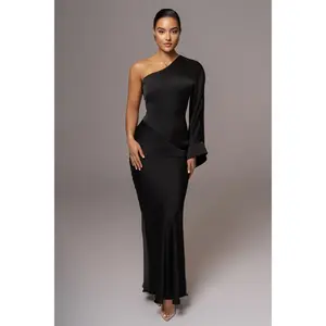 Black Femme Drape Maxi Dress
