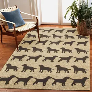 Lush Decor FRONTPORCH Indoor/Outdoor Hand Tufted Durable Area Rug - Traditional Casual Animal Decorative  (Doggies)