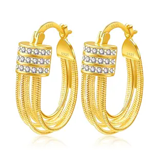 Elegant Multi-Layer Gold Hoop Earrings