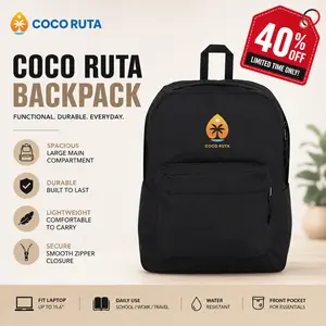 COCO RUTA SuperBreak One Backpacks - Durable, Lightweight Bookbag with 1 Main Compartment, Front Utility Pocket with Built-in Organizer - Premium Backpack, Black