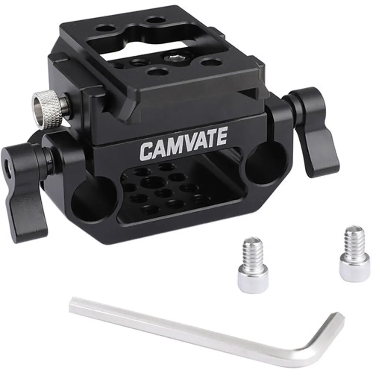 CAMVATE Manfrotto-Style Quick-Release Sliding-In Tripod Plate with 15mm Dual Rod Clamp, Threaded Camera Accessories for DSLR Cameras