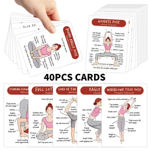 40pcs Yoga Pose Guide Cards with Step--Step Yoga Pose Diagrams & Labels - Beginner-Friendly Illustrated Asana Cards, Yoga Movement Guide Card Set - Stretching Teaching, Basic Yoga Practice Cards