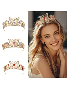 Cross-border new bride crown hair accessories alloy luxury wedding grand runway crown party hair accessories color diamond crown