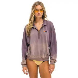 ESSENTIAL HALF ZIP RELAXED SWEATSHIRT - FADED MOCHA
