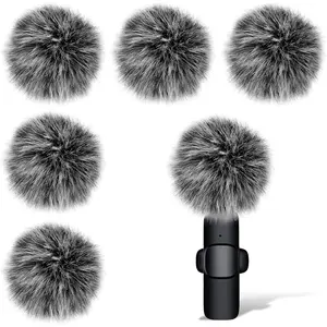 Mini  Furry Windscreen Covers, 5 count Furry Windscreen Muff Lavalier Microphone Wind Screen Muffs Pop Filter Noise Reduction for Wind and Ambient Noise Improve Mic Audio Quality (Grey)