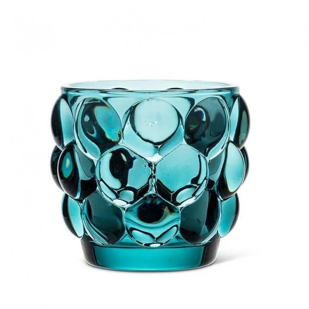 MDR Trading Inc. AB-27-METRO-925-BLUQ01 Small Glass Blue Bubble Votive Candle Holder, Decorative Light Accessory for Home Decor