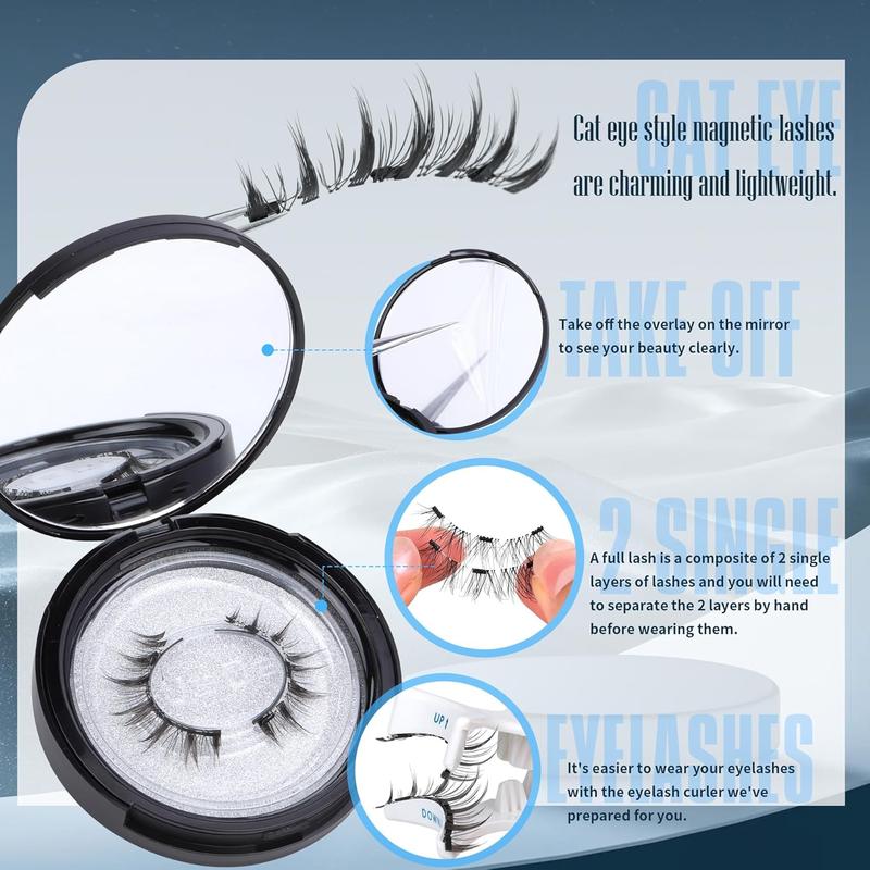 ALICROWN Magnetic Eyelashes Manga Natural Lashes Magnetic No Glue Needed Anime Eyelashes Strip Wispy False Eyelashes Magnetic Eye Lashes with Applicator Durable 1 Pair